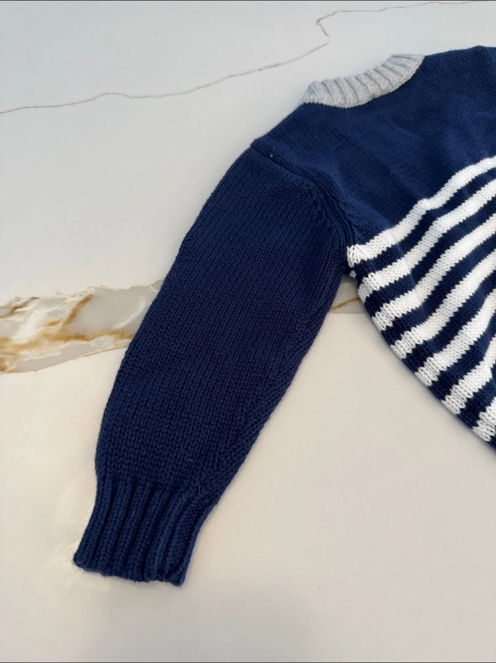 Carter's Navy, White & Gray Striped Knit Cardigan